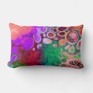 Coussin Rectangle Rouge, vert violet coloré Art fluide