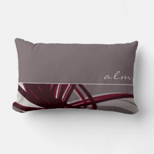 Coussin Rectangle Rubans Abstraits Gris et Vins Monogramme