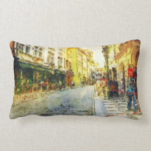 Coussin Rectangle Rues de vieille aquarelle de Prague