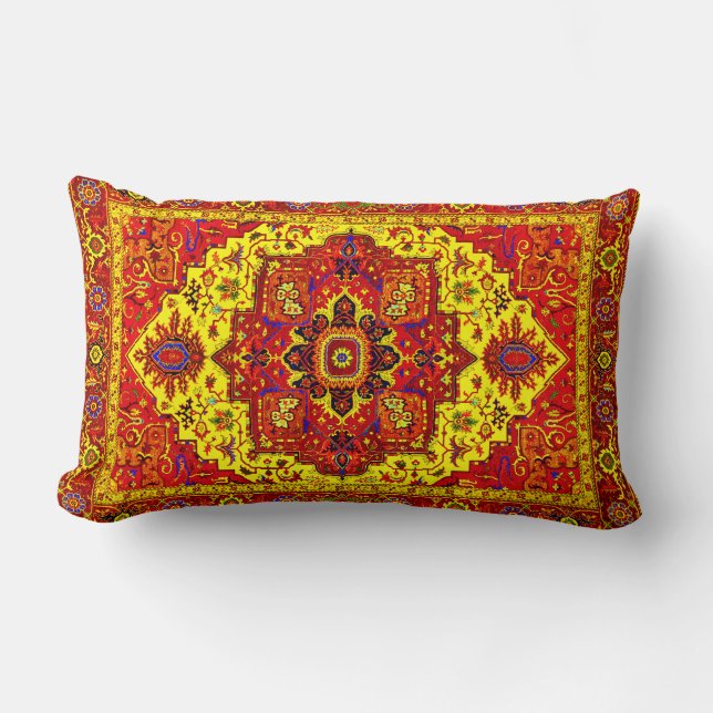 Coussin Rectangle RUG PERSIEN - Rouge et Jaune (Recto)