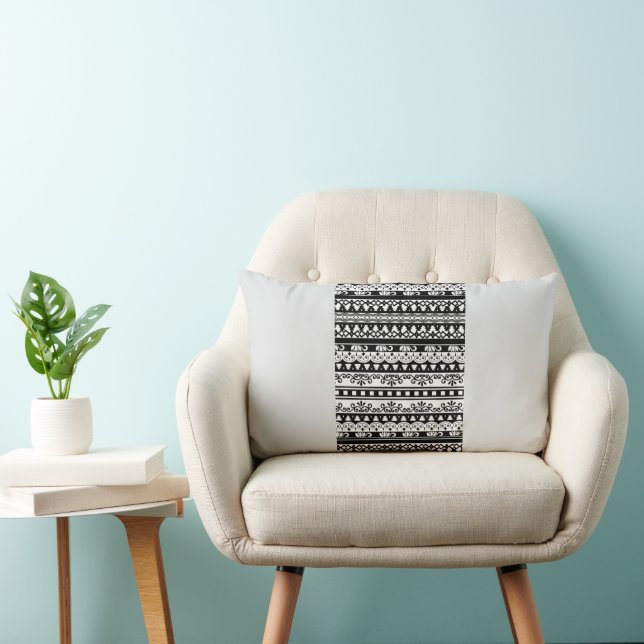 Coussin Rectangle Russe Tribal Aztèque Motif Ferme Beige Lumbar (Chaise)