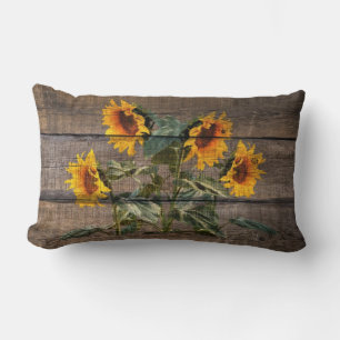 Coussin Rectangle Rustic Barn Wood Sunflower