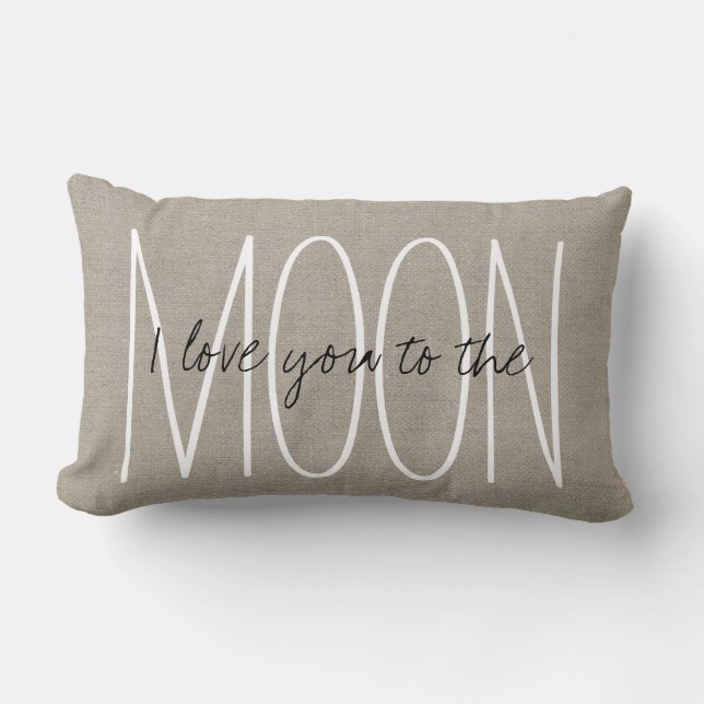 Coussin Rectangle Rustic Chic I Love You to the Moon (Recto)