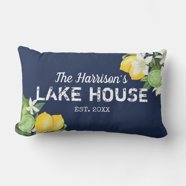 Coussin Rectangle Rustic Lake House Nom de famille personnalisé Lumb (Recto)