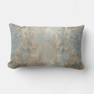 Coussin Rectangle Rustique Bleu Poussiéreux Marron Clair Abstrait Fe
