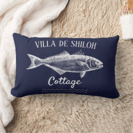 Coussin Rectangle Rustique Lake House Truite Bleu