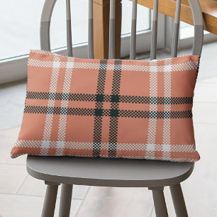 Coussin Rectangle Rustique Orange Noir Plaid Motif été automne