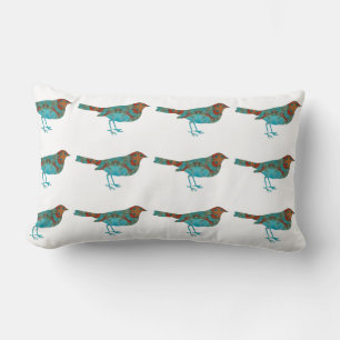 Coussin Rectangle Rustique Turquoise Bird