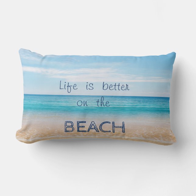 Coussin Rectangle Sable adorable, Mer, Ciel, Plage (Recto)