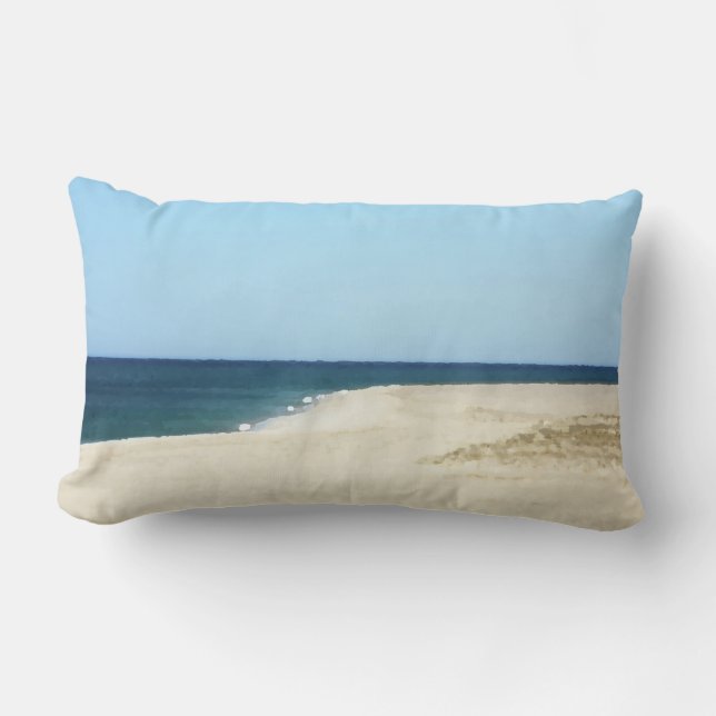 Coussin Rectangle Sable, mer et ciel sur Cape Cod (Recto)