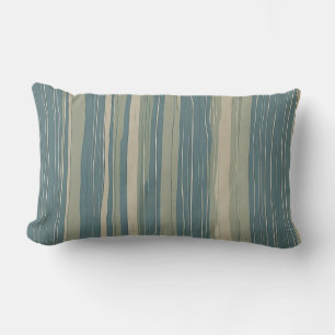Coussin Rectangle Sage bleu sarcelle et rayures beige