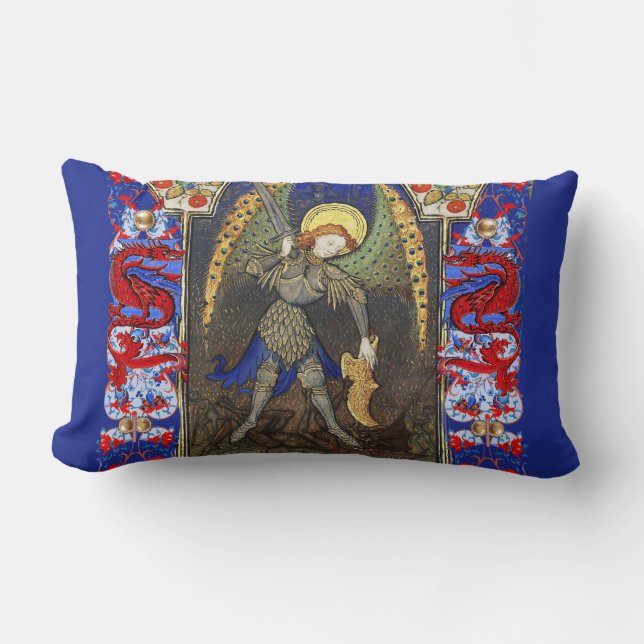 Coussin Rectangle Saint Michel l'Archange avec le diable, Dragons ro (Recto)