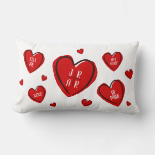 Coussin Rectangle Saint Valentin Coeurs Couple's Customisé Blanc