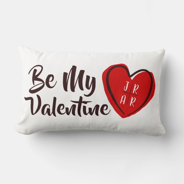 Coussin Rectangle Saint-Valentin Cœurs Rouges Romantisme Couple Init (Recto)