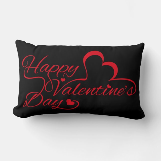 Coussin Rectangle Saint-Valentin "heureuse Sainte-Valentin !" Rouge (Recto)