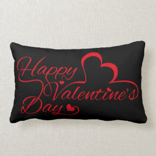 Coussin Rectangle Saint-Valentin "heureuse Sainte-Valentin !" Rouge