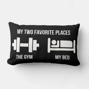 Coussin Rectangle Salle de gym et lit - Drôle Pictogramme de dessin 