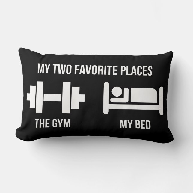 Coussin Rectangle Salle de gym et lit - Drôle Pictogramme de dessin  (Recto)