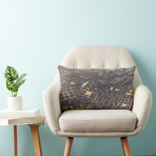 Coussin Rectangle San Antonio, Texas, carte antique aérienne de la v