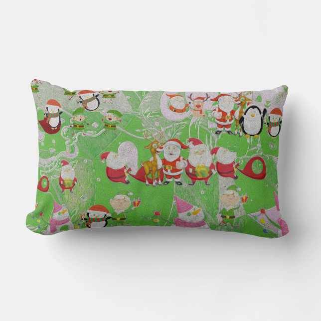 Coussin Rectangle Santa Magical Green New Year  (Recto)
