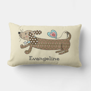 Coussin Rectangle Saucisse personnalisée Chien Dachshund Jeter Couss