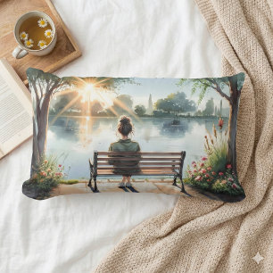 Coussin Rectangle Scène de lac aux reflets de coucher de soleil