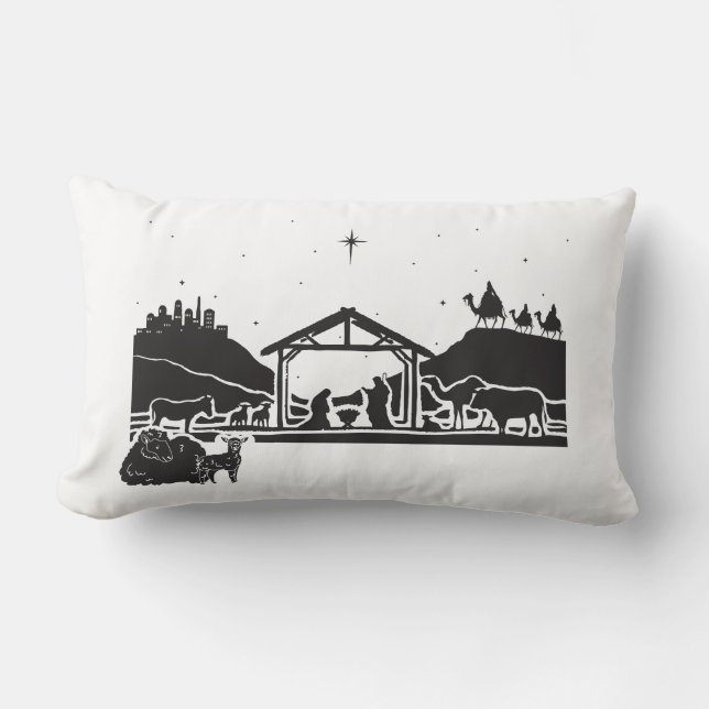 Coussin Rectangle Scène de nativité réversible Jeu d'oreiller (Recto)