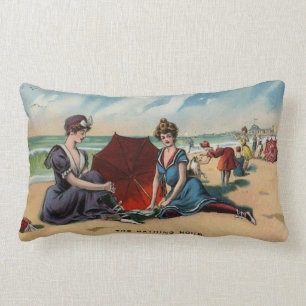Coussin Rectangle Scène de plage de Coney Island NY 1909