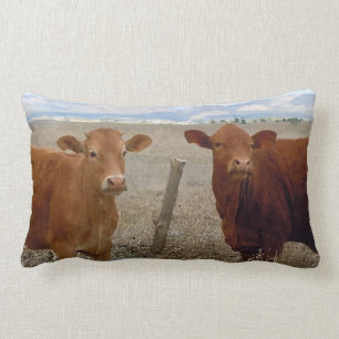 Coussin Rectangle Scène rurale de vaches rouges assez occidentales à