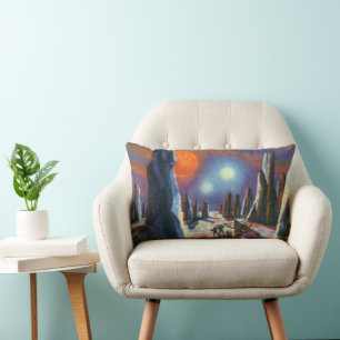 Coussin Rectangle Science-fiction vintage de planète étrangère avec 