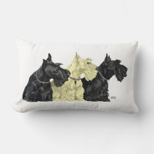 Coussin Rectangle Scotties noirs et blé