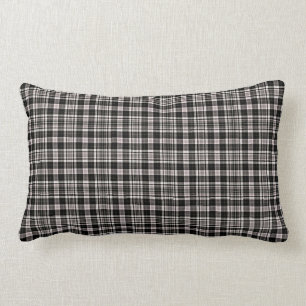 Coussin Rectangle Scottish Tartan Plaid, noir et tressé chèques