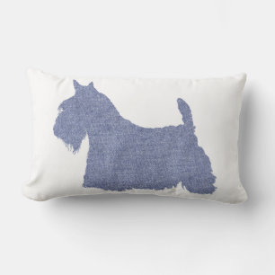 Coussin Rectangle Scottish Terrier Silhouette in Denim