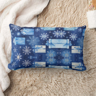 Coussin Rectangle Scrapbook de Noël Flèche de neige Blue Winter