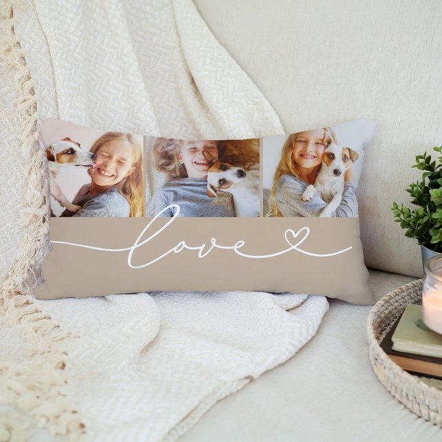 Coussin Rectangle Script Amour Cœur Beige 3 Photo (Créateur téléchargé)