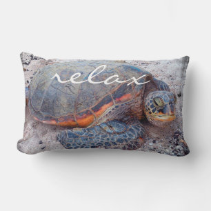 Coussin Rectangle Script de relaxation Hawaiian Sea Turtle Honu Bold