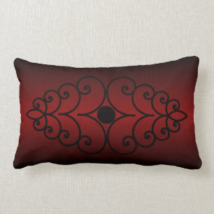 Coussin Rectangle Scrollwork sur le gradient rouge foncé