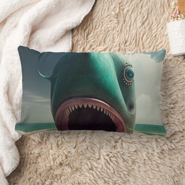 Coussin Rectangle Sculpture de requin sur la plage (Couverture)