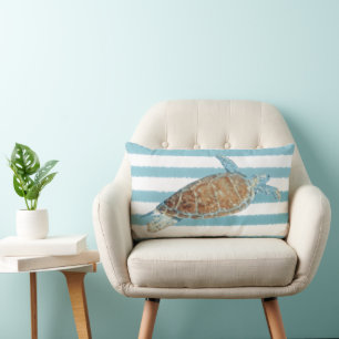 Coussin Rectangle Sea Turtle Art Blue