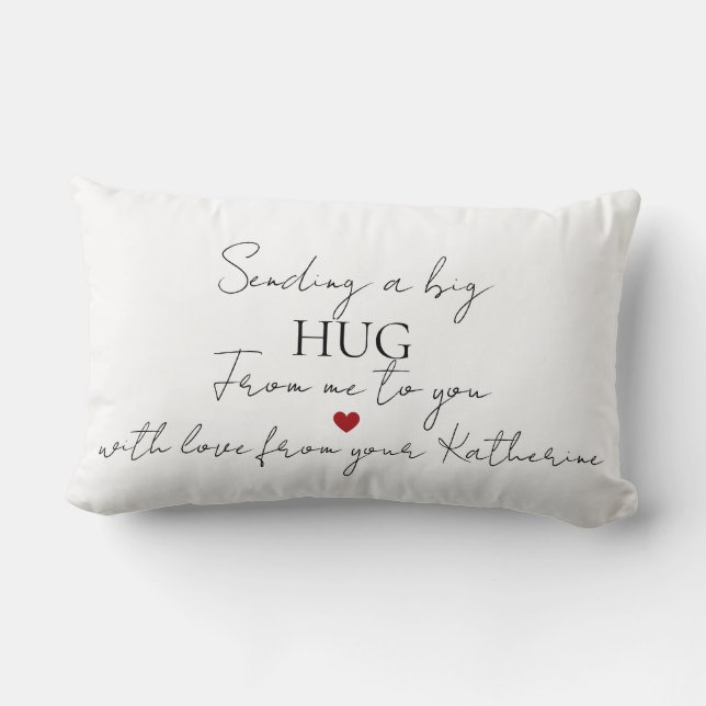Coussin Rectangle Sending a Big Hug Personalized Love Message Simple (Verso)