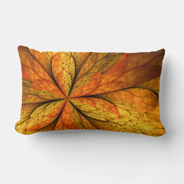 Coussin Rectangle Sensation d'automne, Fleur Abstraite fractale mode (Recto)