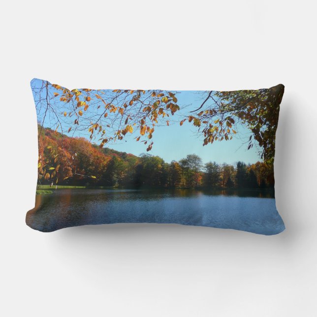 Coussin Rectangle Sept sources Automnes Arbres et Étang (Recto)