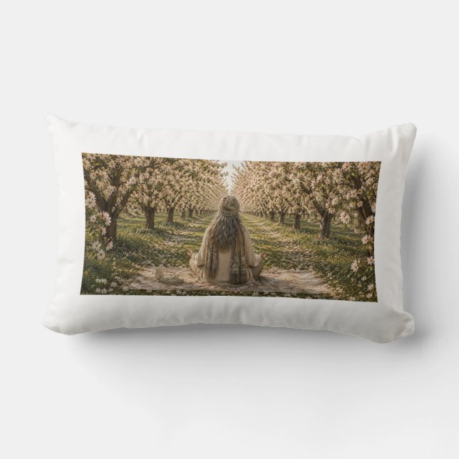 Coussin Rectangle Serene Lakeside Botanical Nature Decorative Pillow (Verso)