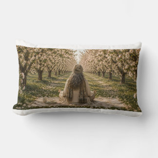 Coussin Rectangle Serene Orchard Pillow | Romantic Blossoming Trees