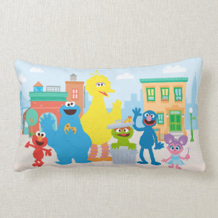 Coussin Rectangle Sesame Street Scène de quartier