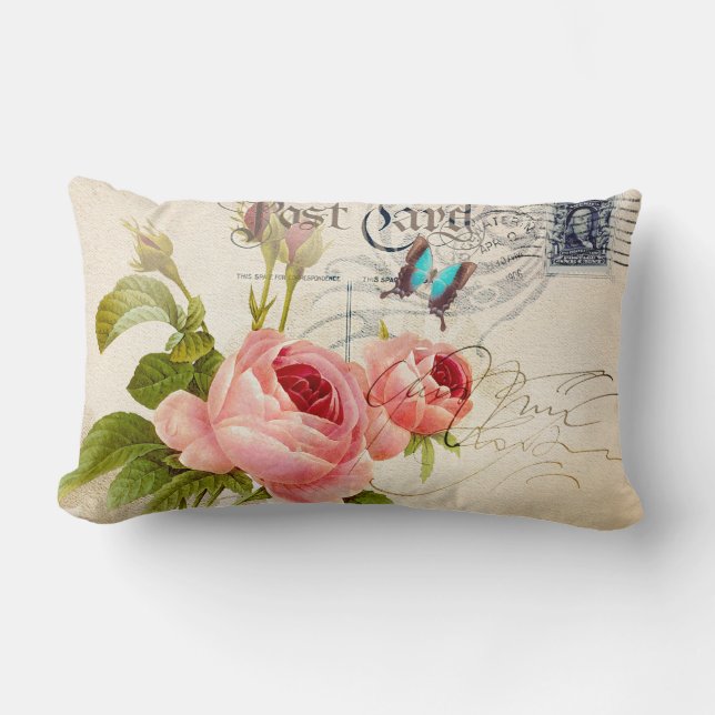 Coussin Rectangle S'est levé (4) le Lumbar 13" X.21 " (Recto)