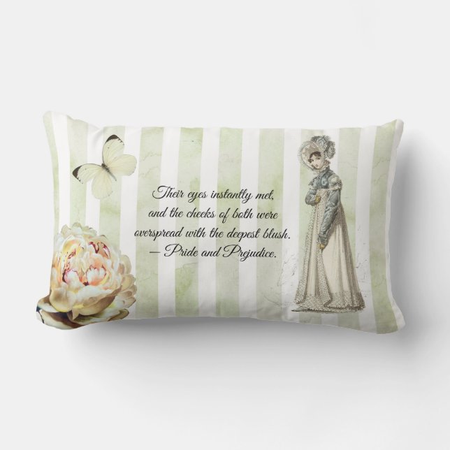 Coussin Rectangle Shabby Chic Pride et Prejudice citation du livre (Recto)