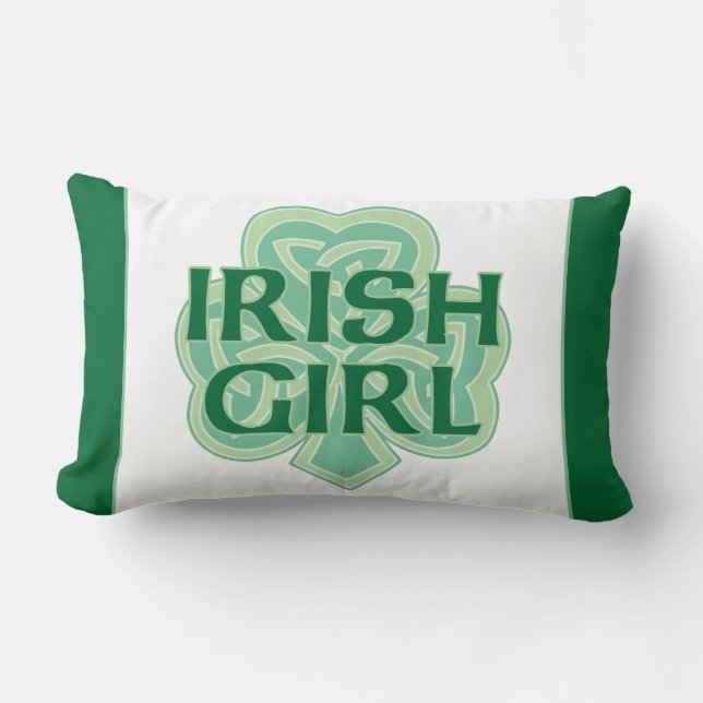 Coussin Rectangle Shamrock celtique de noeud de fille irlandaise (Recto)
