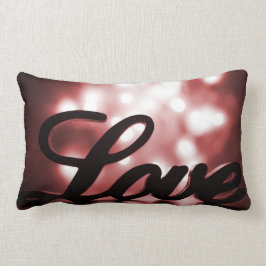 Coussin Rectangle Signe d'amour avec les lumières rouges d'étincelle