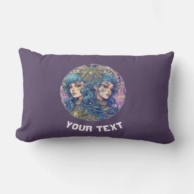 COUSSIN RECTANGLE SIGNE ZODIAC GEMINI PERSONNALISÉ (Recto)